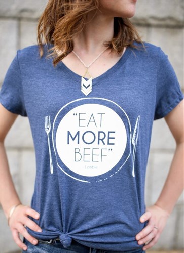 Women's Eat More Beef Graphic T, Navy, XL