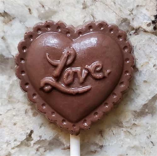“Love” Heart chocolate lolly-4 count