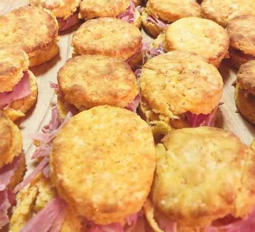 Sweet Potato Virginia Ham Biscuit Tray