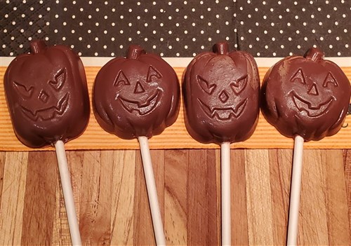 **Halloween Jack-o-lantern face lollipop set of 4