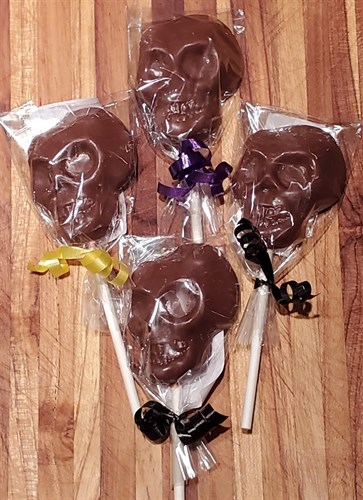 **Halloween skull chocolate lollipop set of 4